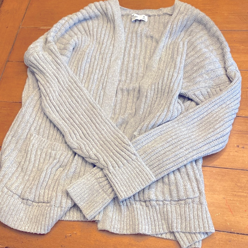 hollister ribbed grey cardigan
